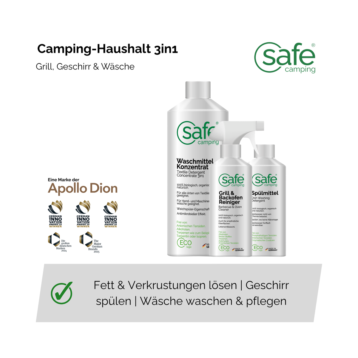 Camping-Haushalt 3in1 - Grill, Geschirr & Wäsche