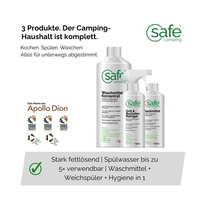Camping-Haushalt 3in1 - Grill, Geschirr & Wäsche