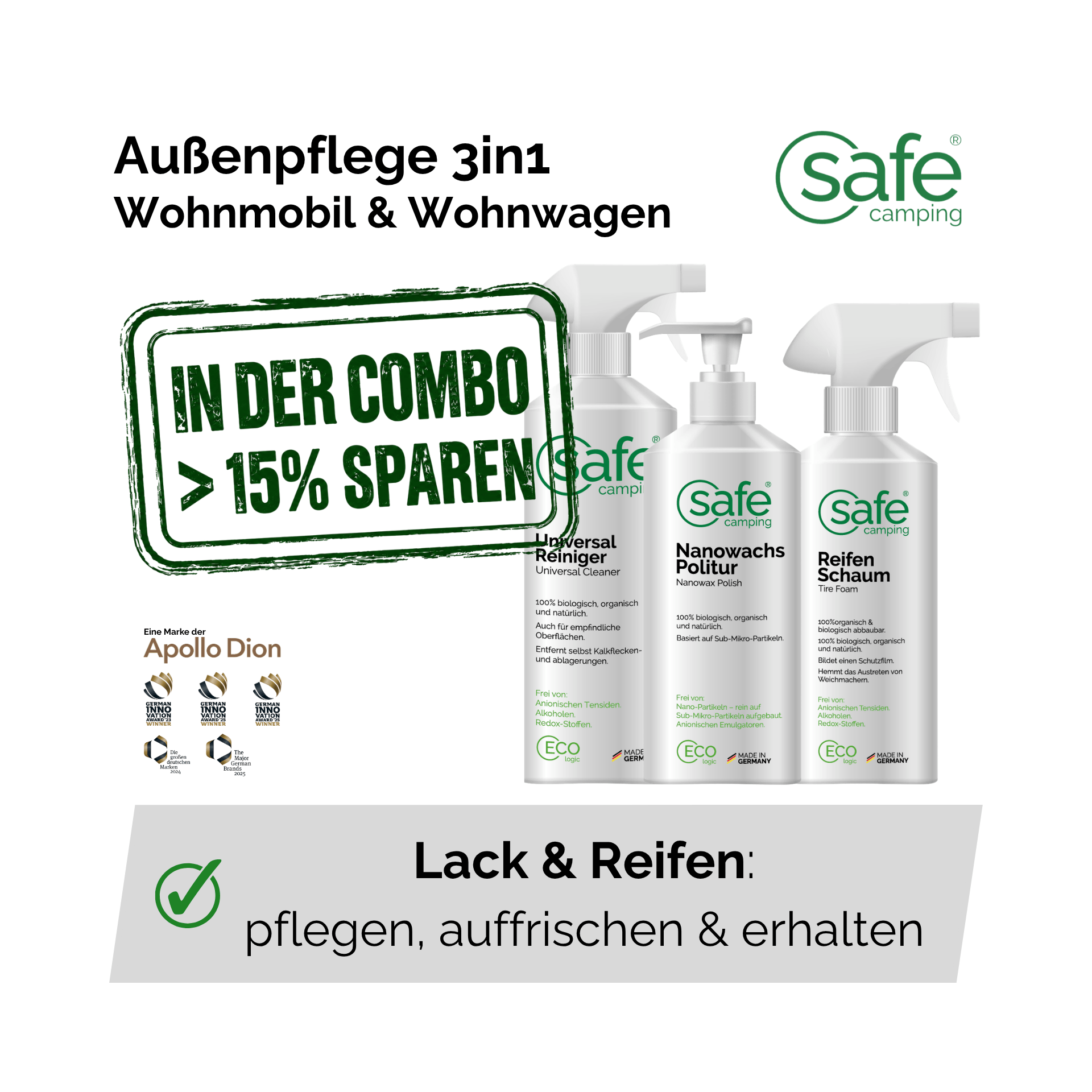 Wohnmobil & Wohnwagen Aussenpflege 3in1 - Lack, Felgen & Reifen
