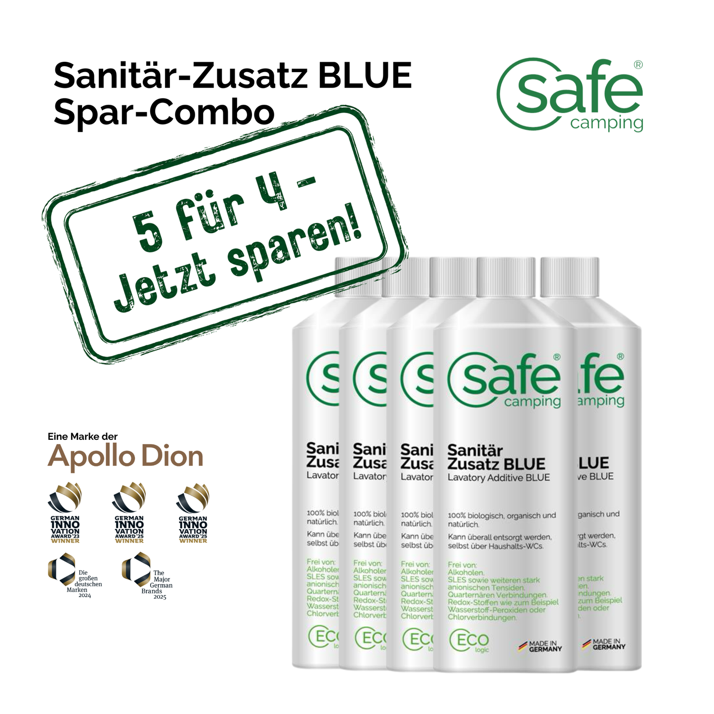 Sanitair-additief BLAUW Voordeel-combo – 5 voor 4