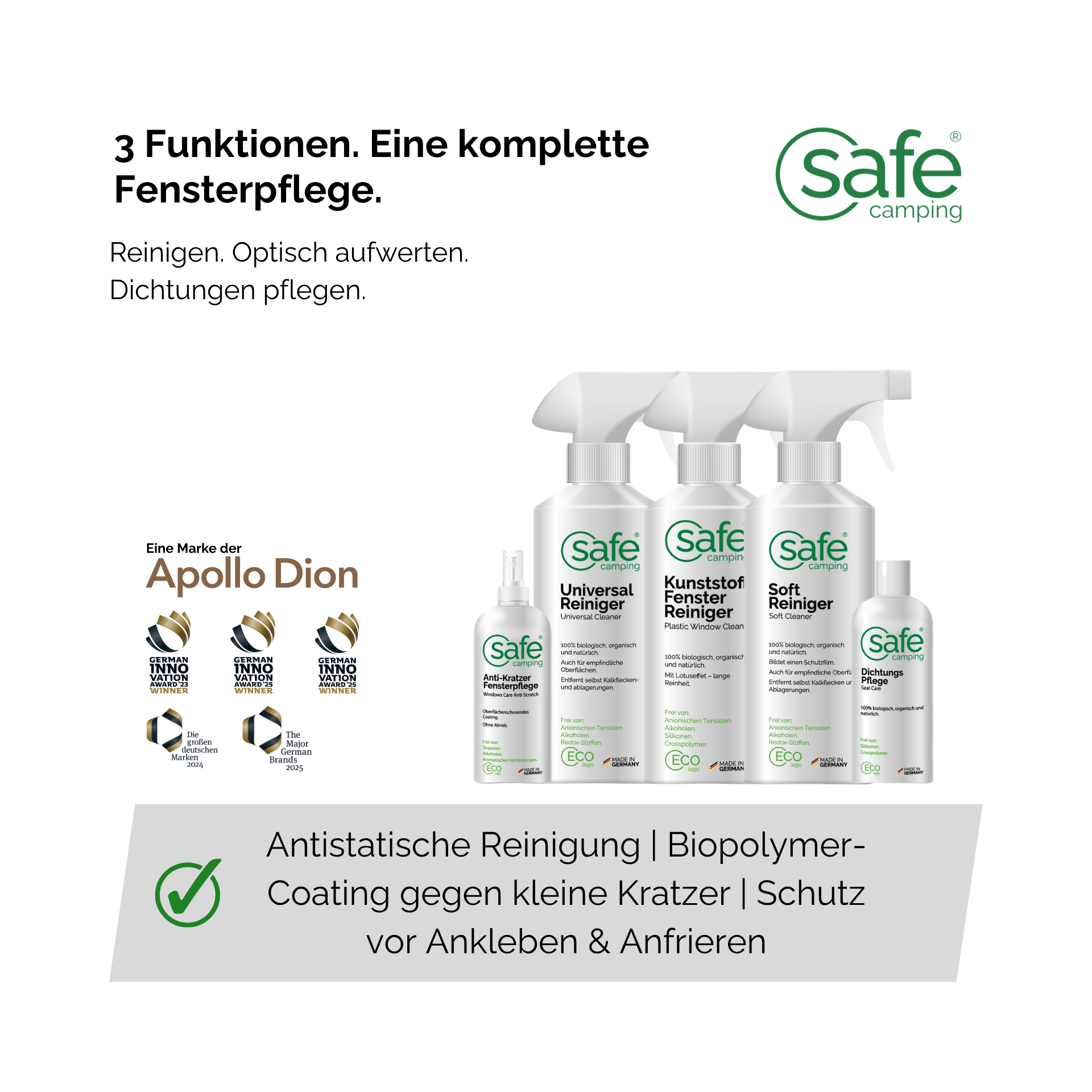 Wohnmobil & Wohnwagen Fensterpflege 3in1 - Reinigung, Kratzerbehandlung & Dichtungsschutz